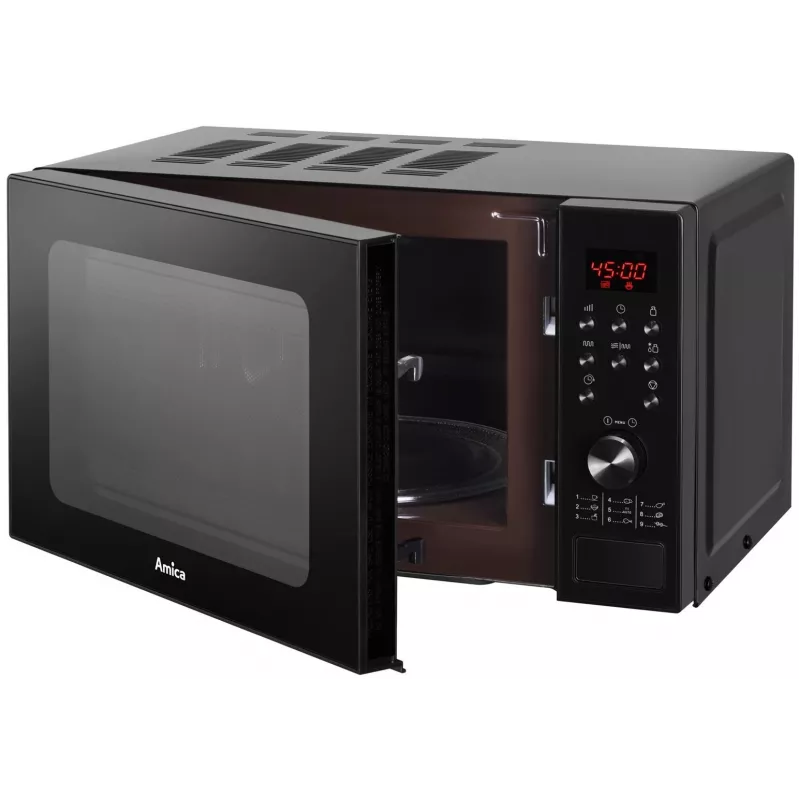 Amica AMGF20E1GB Mikrobangų krosnelė su griliu, plokščias paviršius, 20 L, 700 W, juoda