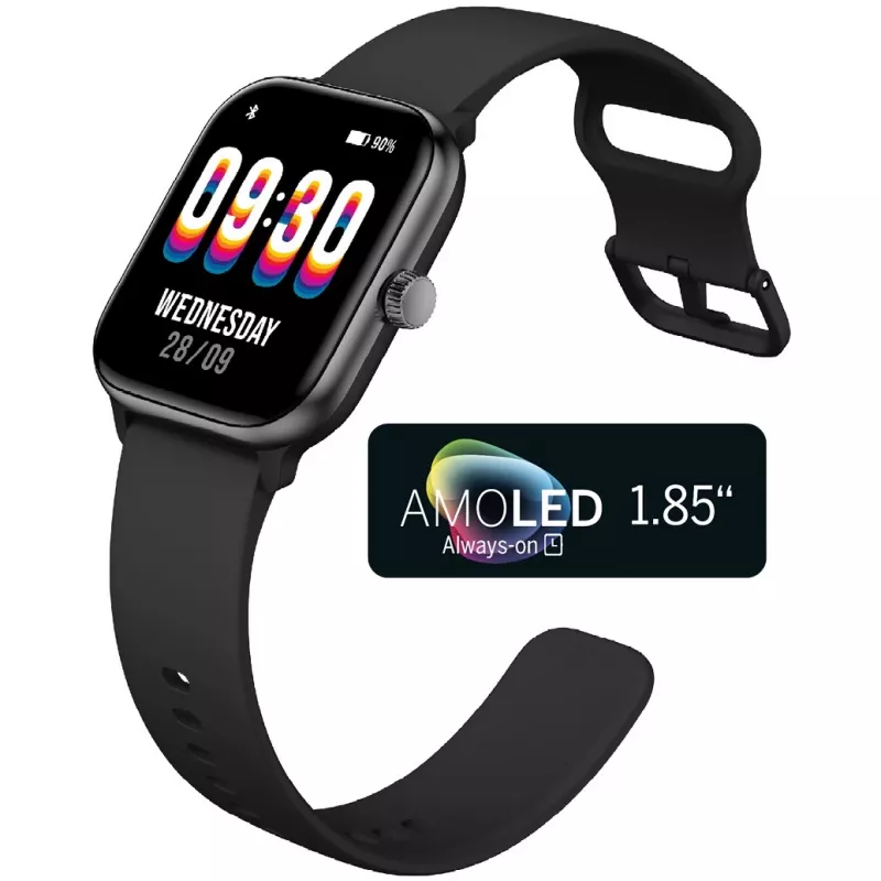 Beafon SmartWatch 201 (201_EU001BS) išmanusis laikrodis, kvadrato formos, juoda-sidabro spalvos
