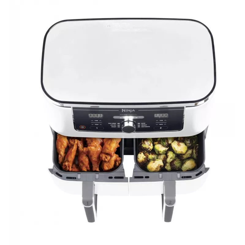 Karšto oro gruzdintuvė Ninja AF400EU Double 9,5 L 2470 W balta, sukamieji ir lietimui jautrūs valdikliai