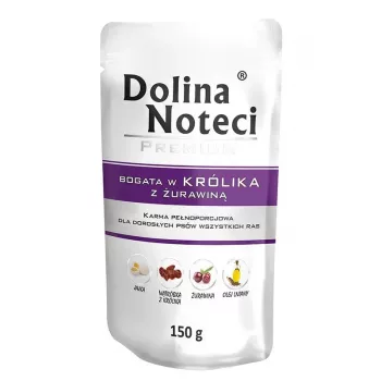 Šlapias šunų ėdalas Dolina Noteci Premium Rabbit Adult 150 g pakelis, be grūdų, suaugusiems mažų veislių šunims