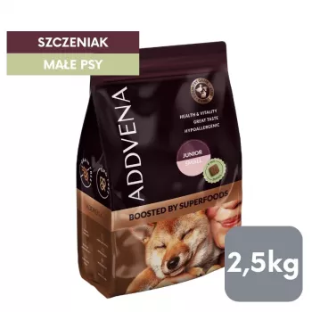 ADDVENA Boosted by superfoods Junior Small Beef - sausas šunų ėdalas - 2,5 kg