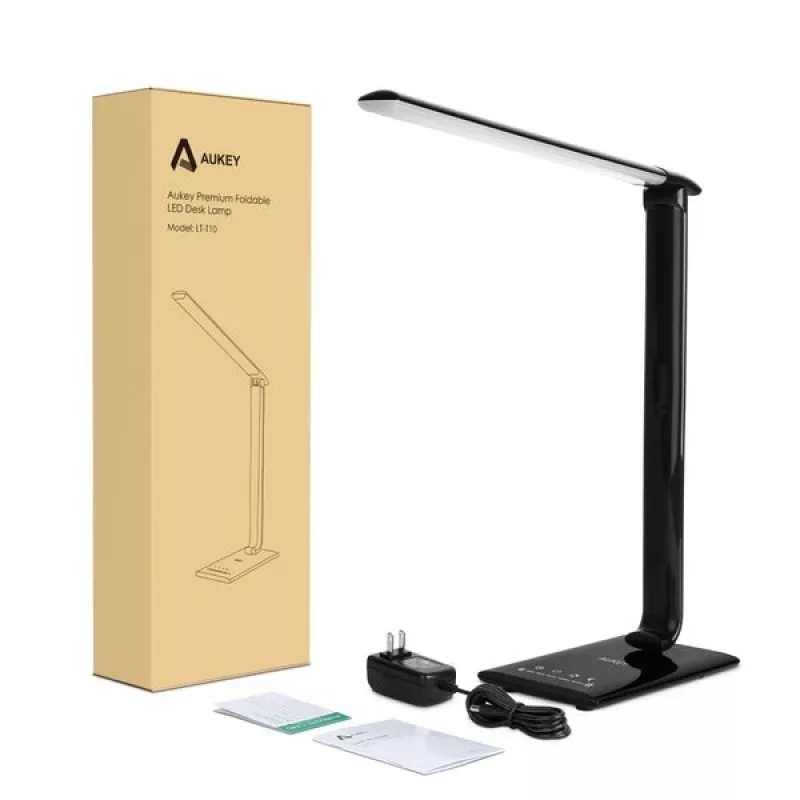 LED stalinė lempa Aukey LT-T10 12W 3000–6500K reguliuojama spalvos temperatūra, juoda