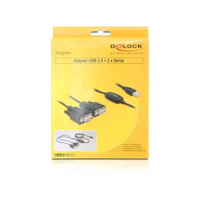 Serijinis kabelis DeLOCK 2x RS232 / USB 2.0 juodas 61886