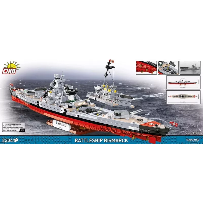 Statybinis rinkinys Cobi Mūšio laivas Bismarck modelis su 3204 detalėmis - Cobi CO BI-4860
