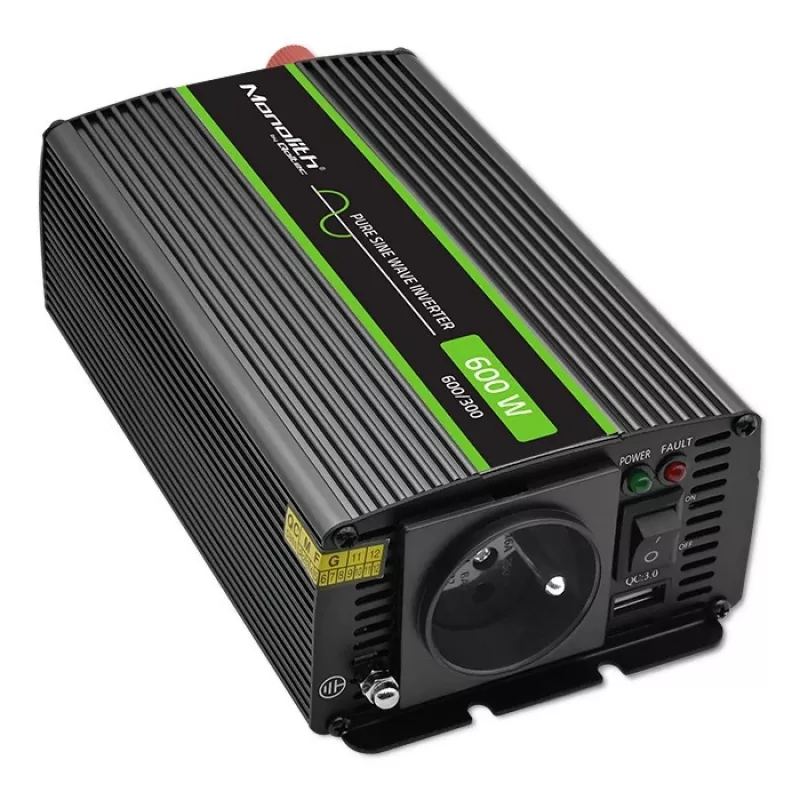 Qoltec Monolith maitinimo adapteris / keitiklis automobiliui 600 W juodas