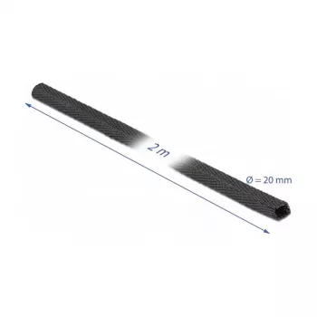 Termosusitraukianti žarna DeLOCK Fabric 2 m x 20 mm 2:1 juoda
