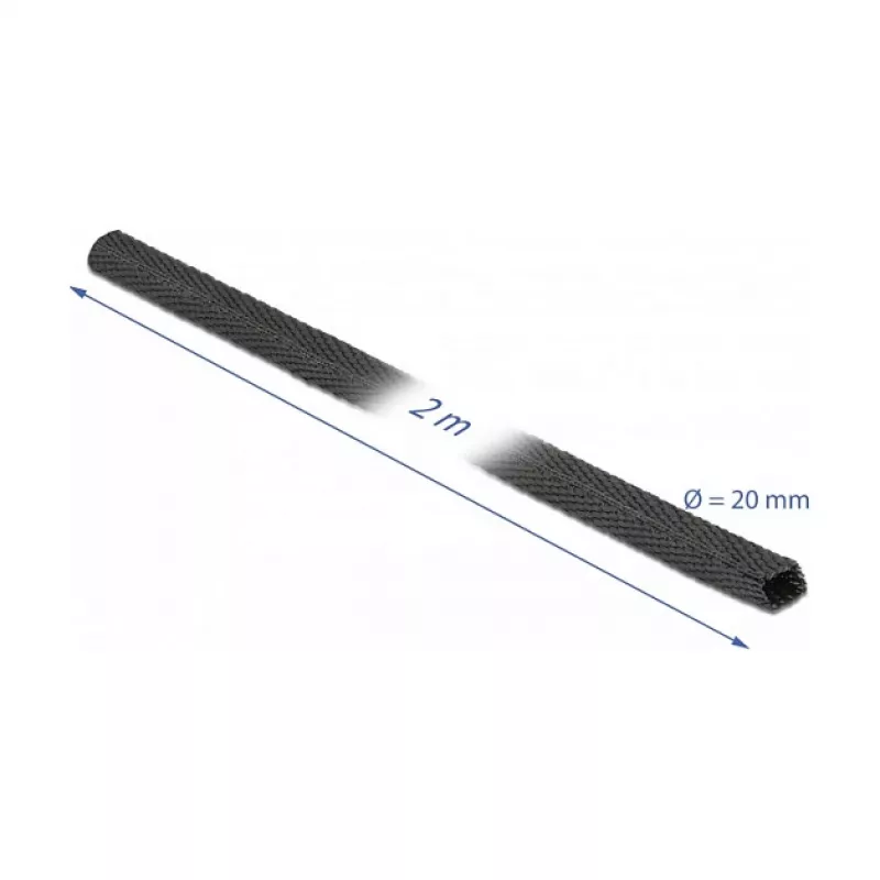 Termosusitraukianti žarna DeLOCK Fabric 2 m x 20 mm 2:1 juoda