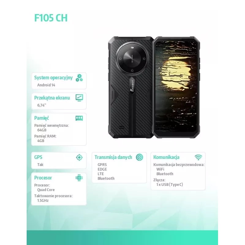 Išmanusis telefonas FOSSiBOT F105 juodas Ch — FOSSIBOTF105BLACKCH