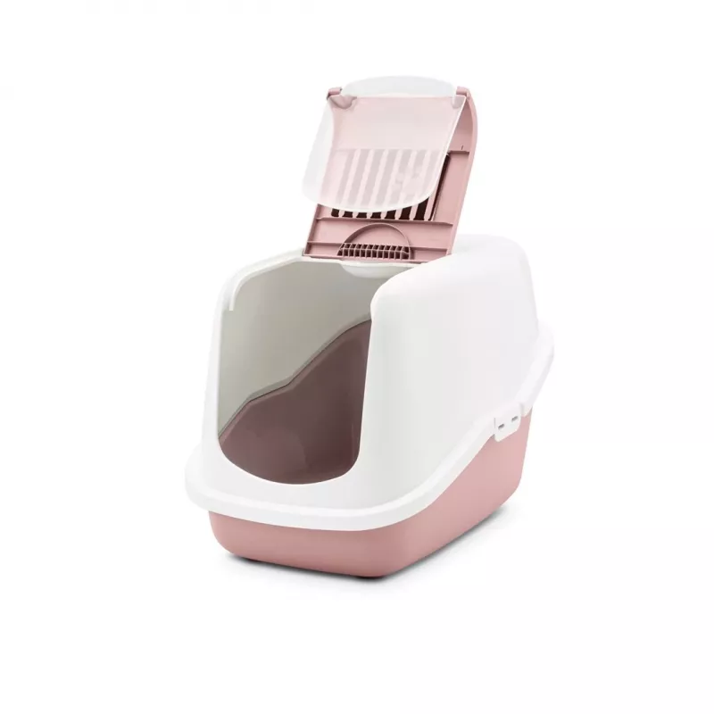 Uždaras katės tualetas Savic Nestor White-Pink, su gaubtu, 56×39×38,5 cm