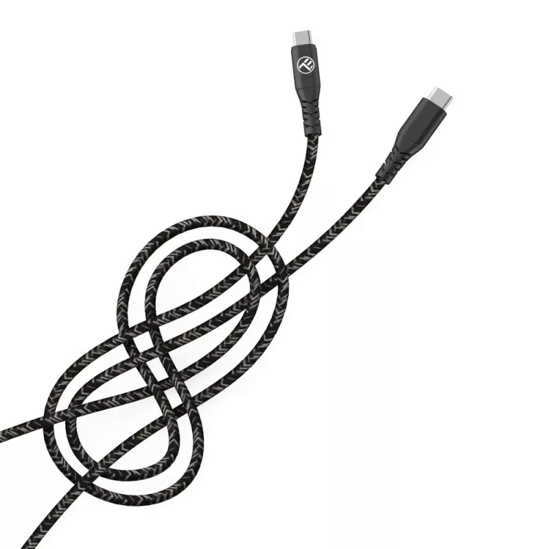 USB Type-C į Type-C duomenų laidas Tellur TLL155471, 1 m, 3 A, 60 W PD, nailono pintas, juodas