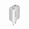 CANYON įkroviklis OnCharge 65RC su integruotu USB-C laidu 65W, 1x PD, 1x QC, EU kištukas, baltas