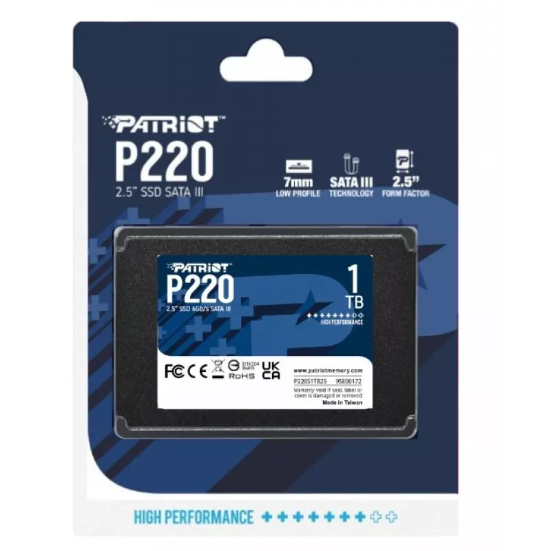 2,5 colio SATA III SSD PATRIOT P220 1 TB — 550/500 MB/s, 50k IOPS, 7 mm