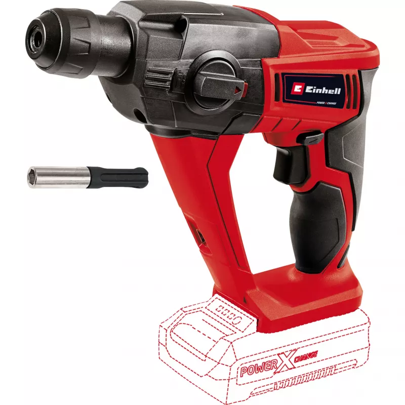 Belaidis plaktukinis gręžtuvas EINHELL Power X-Change TE‑HD 18 Li, 18V, Li‑Ion 4.0 Ah Plus, su grąžtų ir kaltų rinkiniu