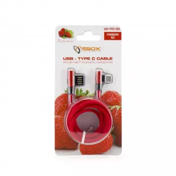 Sbox USB->Type-C 90 m/m 1.5m Type-C-90R Strawberry Red laidas