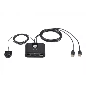 USB 2.0 2 prievadų įrenginių daliklis ATEN US224AT — USB Type-A, 1,8 m kabelis, juodas