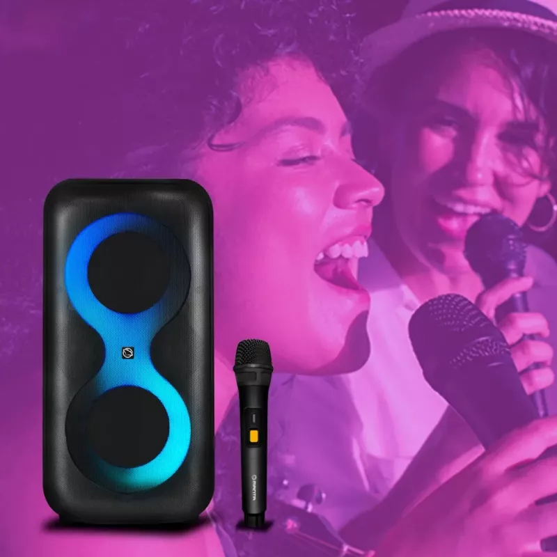 Nešiojamas muzikos centras MANTA SPK0401B100 Bluetooth garsiakalbis, 100 W didžiausia galia, FM radijas, karaokė, įmontuota baterija, X-BASS