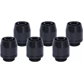Alphacool HF sraigtinė jungtis TPV Metal - 12,7/7,6mm tiesi - Juoda - 6 vnt. rinkinys (17454)
