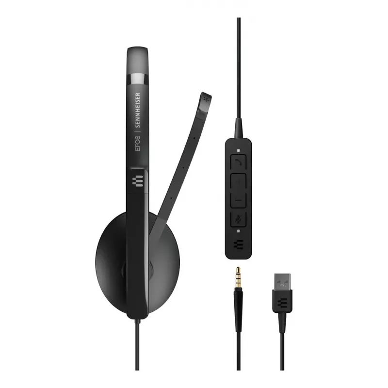 EPOS ADAPT 135 USB II ausinių rinkinys su laidu, juostine galvos juosta, biurui / skambučių centrui, USB Type-A, juoda