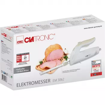 Elektrinis peilis CLATRONIC EM 3062, rankinis maisto pjaustytuvas, baltas, nerūdijančio plieno ašmenys, 160 W