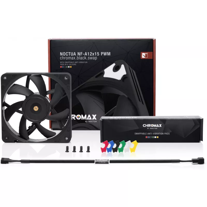 120 mm Noctua NF-A12x15 PWM plonas korpuso ventiliatorius, 15 mm storis, 12 V, PWM, 450–1850 RPM, 94,2 m³/h, 23,9 dB, SSO guolis