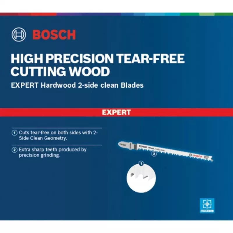 Bosch Wood 2-side clean pjūklelio geležtė aukštai angliniam plienui (HCS) 5 vnt.