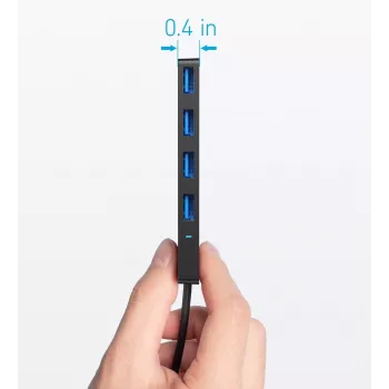 USB šakotuvas Anker Ultra Slim A8309G11 – USB Type-C, 3× USB 3.2 Gen 1 Type-A, kompaktiškas 103×30×10 mm, juodas