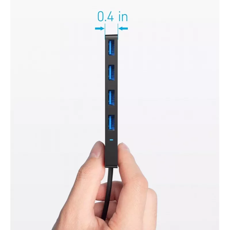 USB šakotuvas Anker Ultra Slim A8309G11 – USB Type-C, 3× USB 3.2 Gen 1 Type-A, kompaktiškas 103×30×10 mm, juodas