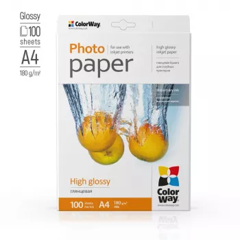 ColorWay foto popierius, 100 lapų | 180 g/m² | A4 | aukšto blizgumo