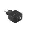 AC sieninis įkroviklis QOLTEC 50186 išmaniajam telefonui ir planšetei, 5 V 3,4 A, 17 W, 2× USB, juodas