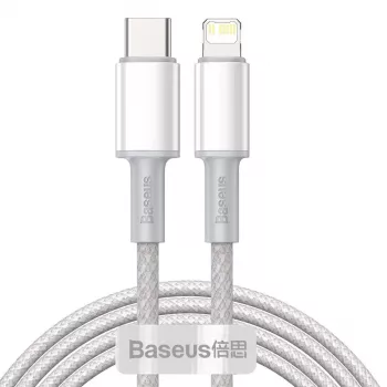 USB-C į Lightning Baseus High Density Braided kabelis, 20W, PD, 2m (baltas)