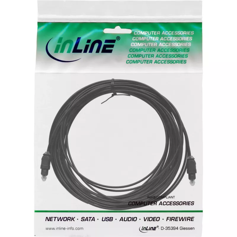 InLine optinis garso kabelis Toslink kištukas/kištukas, 15 m, juodas (89916)