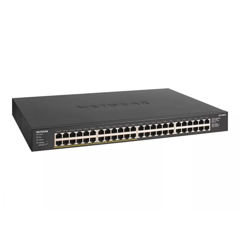 NETGEAR GS348PP nevaldomas Gigabit Ethernet (10/100/1000) jungiklis su PoE, juodas