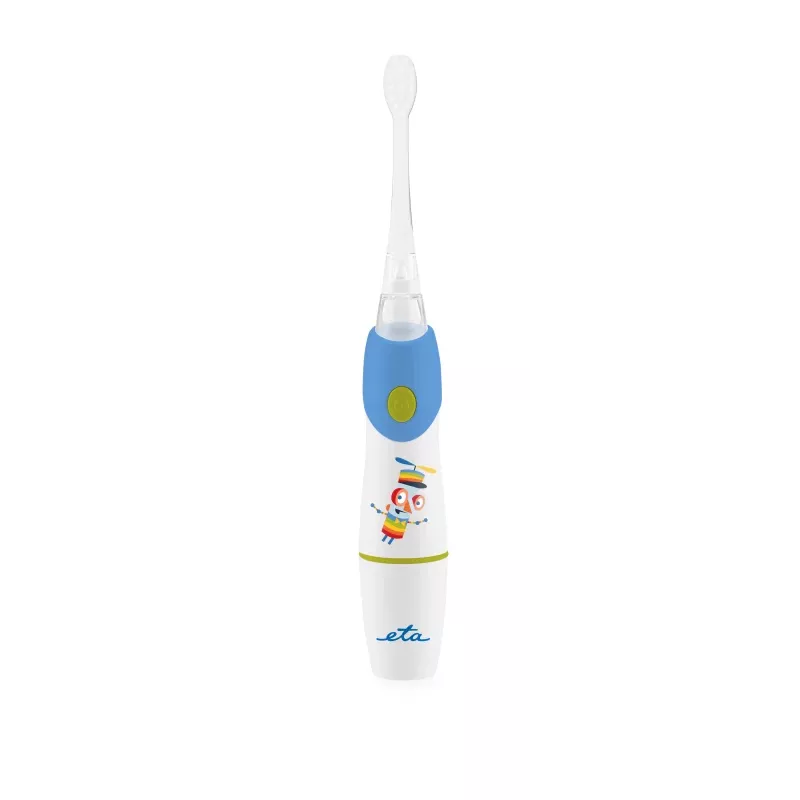 ETA Sonetic ETA071090020 dantų šepetėlis vaikams, su baterija (1x AAA), 2 galvutės, 2 min. laikmatis, mėlynas/baltas