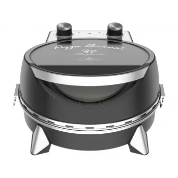 Elektrinė picų krosnelė SIMFER MKE0-P — 1100 W, 80–300°C, 30 min laikmatis, nuimamas 33 cm picos akmuo, juoda