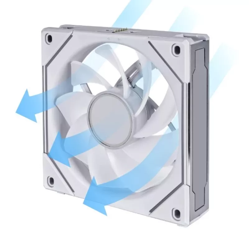 120 mm Lian Li UNI FAN SL-INF Wireless ARGB PWM — Baltas, modulinė magnetinė ventiliatorių sistema