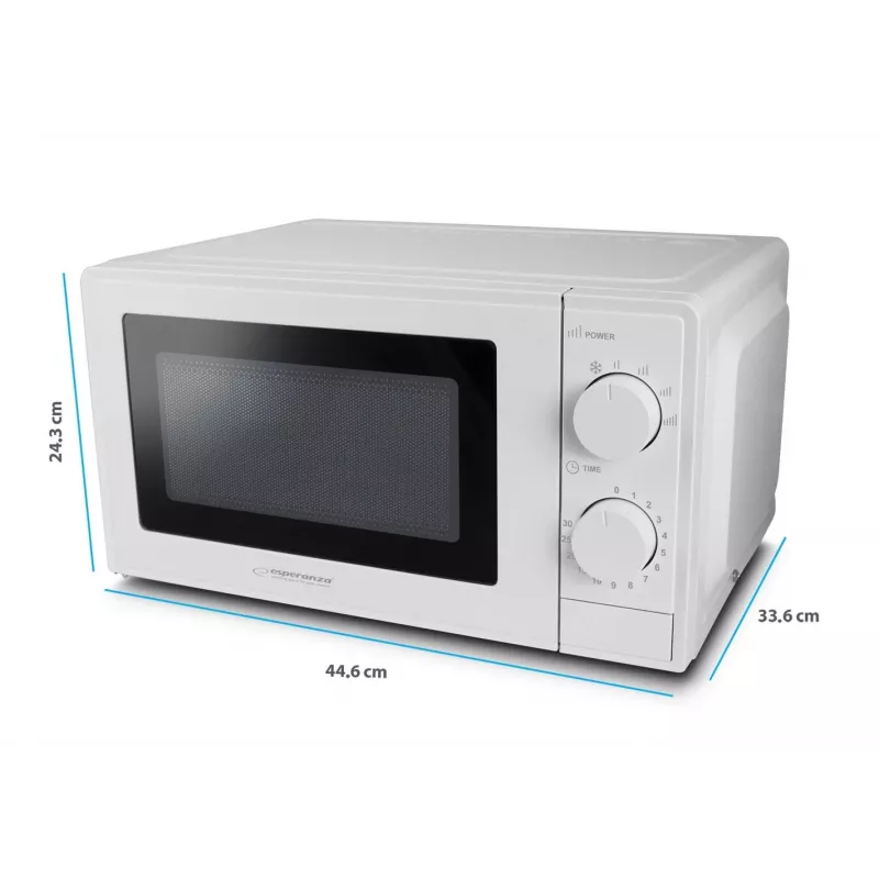 Solo mikrobangų krosnelė ESPERANZA ESTOFADO – 700 W, 20 L, 5 galios lygiai, 24,5 cm sukamas padėklas, balta