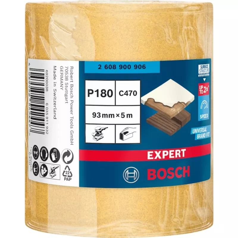 Bosch Expert C470 šlifavimo ritinys, smulkiagrūdis, P180, medienai, dažų šalinimui, sausam šlifavimui