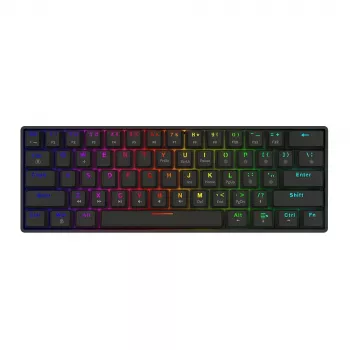 Mechaninė žaidimų klaviatūra SAVIO BLACKOUT X2 PEACH — 61 klavišų 60% QWERTY, RGB LED, hot-swap, USB Type-A/Type-C, atjungiamas kabelis