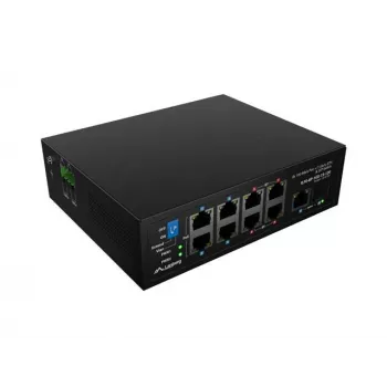 LANBERG ILFE-8P-1GE-1S-120 tinklo jungiklis – Lengvas pramoninis PoE, 4x PoE++ (BT), 4x PoE+ (AT), 1x Gigabit, 1x SFP+, DIN bėgelis, nevaldomas