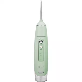 Belaidis oralinis irigatorius Haxe RUBIS HX 716 — vandens slėgis 30–90 psi, 3 galios lygiai, 0,165 L talpa, 4 antgaliai, žalia spalva