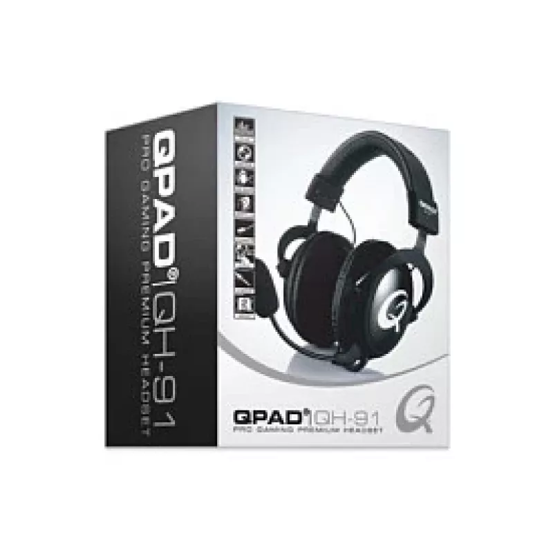 Ausinės QPAD QH-91 laidinės, galvos lankas, uždengiančios ausis, 15–25000 Hz, 2 m kabelis, juodos