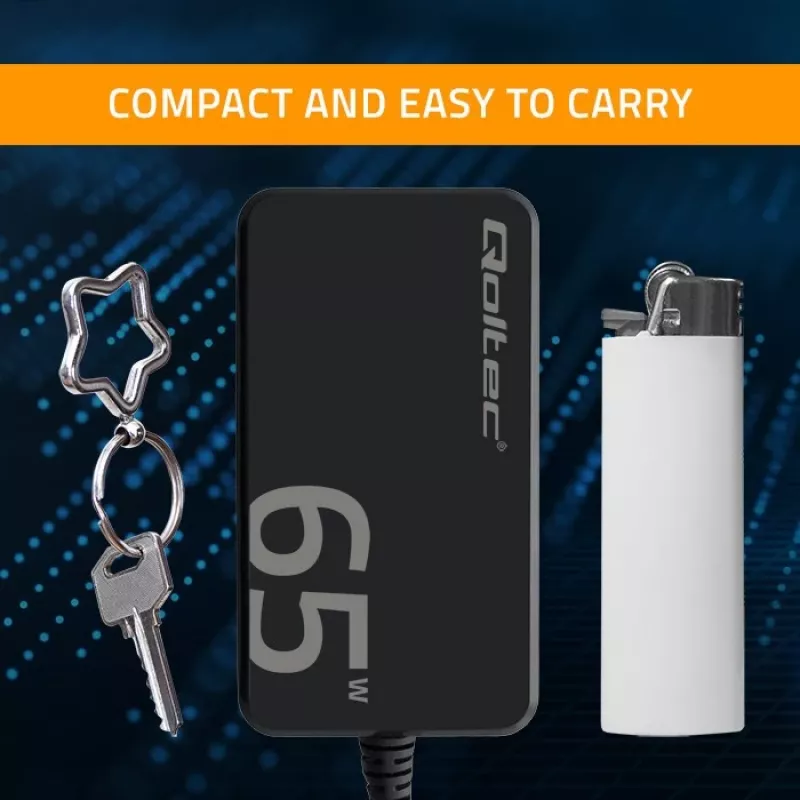 QOLTEC Įkroviklis 65W GaN Super Fast SLIM PD 5-20V 3.25A USB-C