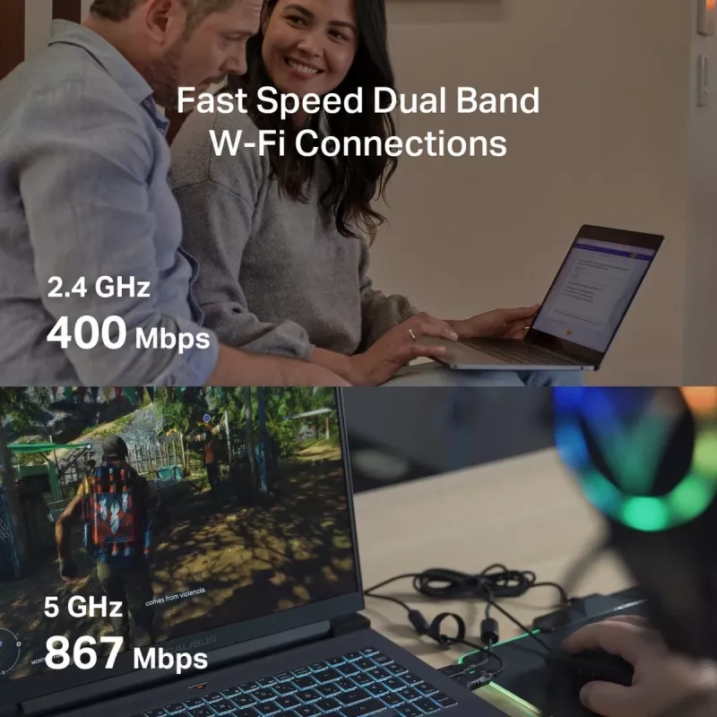 Belaidis USB tinklo adapteris MERCUSYS MA30N – dviejų juostų Wi-Fi (2,4/5 GHz), 400/867 Mbps, USB 2.0, vidinė antena, baltas