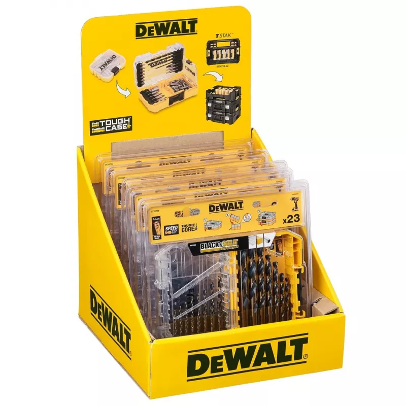 DeWalt DT70729-QZ 23 dalių juodų ir auksinių metalo grąžtų rinkinys