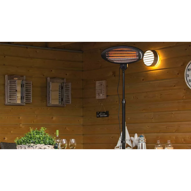 Elektrinis šildytuvas Sunred SMQ2000A 2000 W kvarcinis, vidaus ir lauko naudojimui, juodas