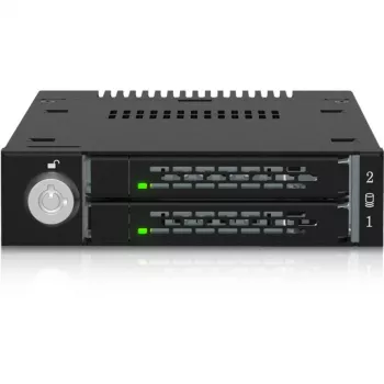 ICY DOCK ToughArmor MB834MK-B V2 - 2x M.2 NVMe į 1x 3,5 colio lizdo mobilusis krepšelis su metaliniu raktiniu užraktu, SlimSAS 4i, juodas