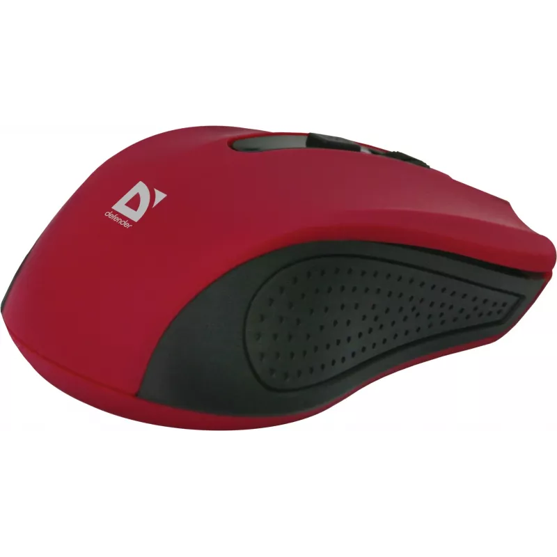 Belaidė optinė pelė DEFENDER MM-935 RF – ambidekstrinė, 1600 DPI, raudona, RF USB imtuvas, AAA baterijos