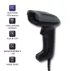 Rankinis brūkšninių kodų skaitytuvas QOLTEC 50863 – 1D/2D skaitytuvas, USB laidinis, LED jutiklis, juodas, 5V, 1,8 m laidas