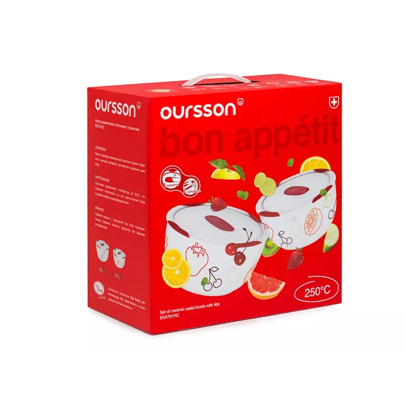 Keraminių dubenėlių rinkinys OURSSON BS4781RC/DC apvalus 3 L baltas 2 vnt.