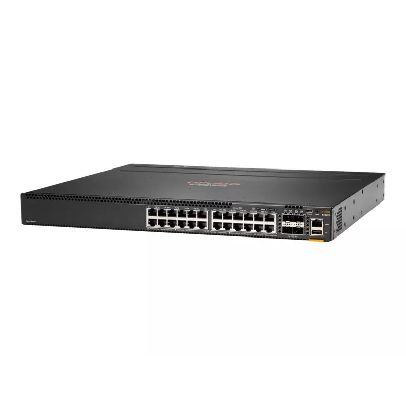 HPE Aruba 6300M - jungiklis - L3 - valdomas - 24 x 10/100/1000 + 4 x 1 Gigabit / 10 Gigabit / 25 Gigabit / 50 Gigabit SFP56 (aukštyn / krovimas) - priekis į galą